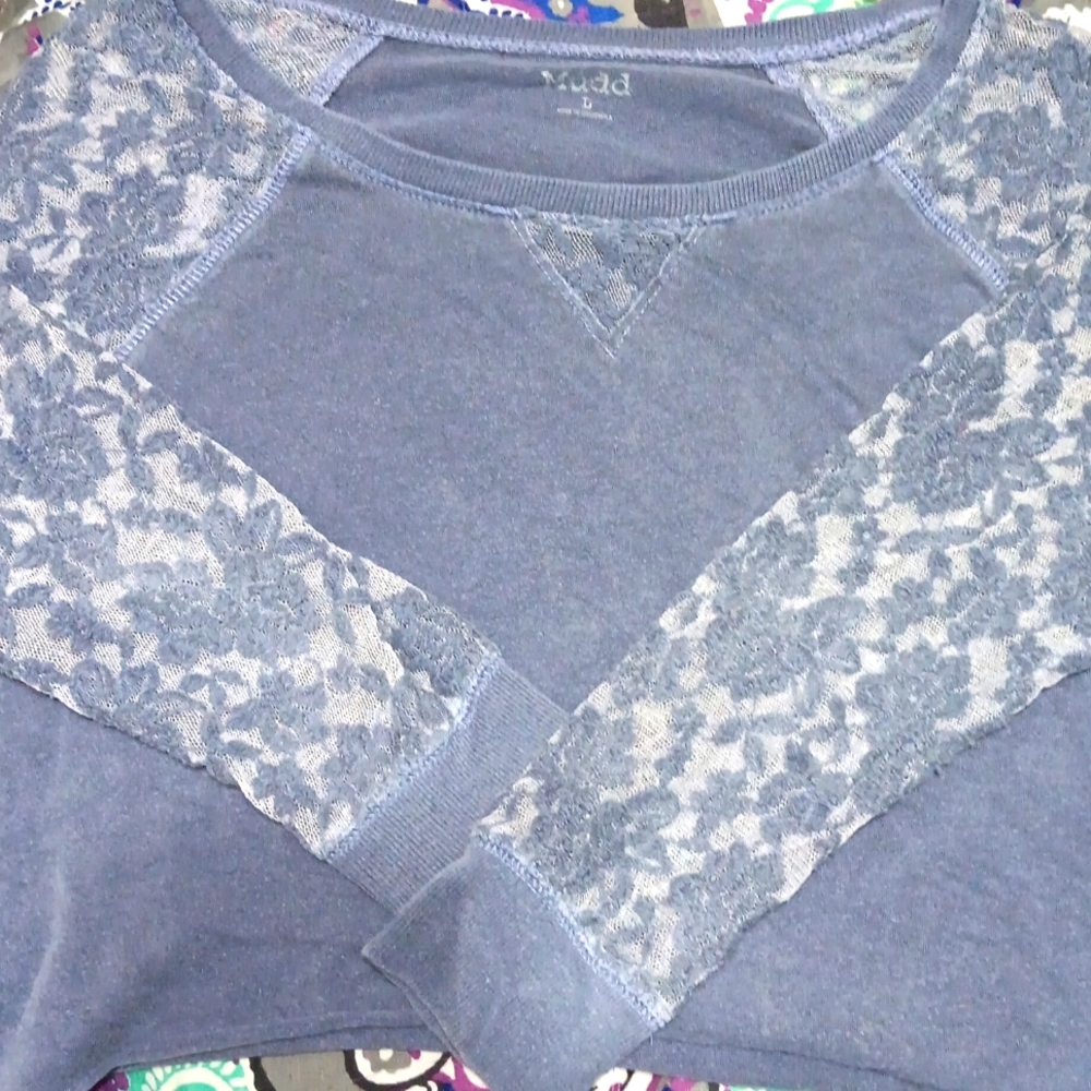 Mudd brand crop top size large , blue Jean blue